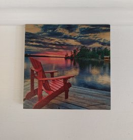 Solid Maple Wood Coaster #1015  - Adirondack on Dock