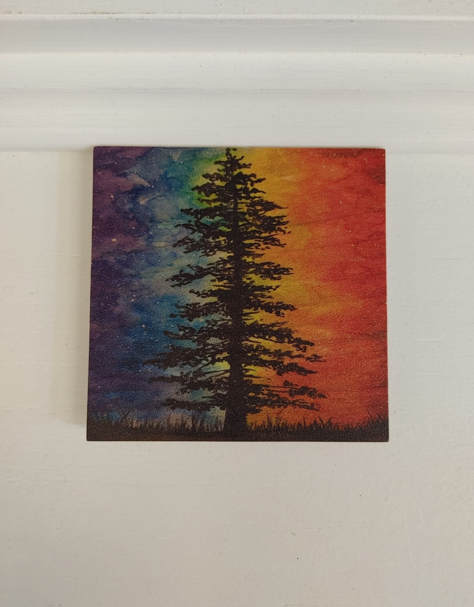 Solid Maple Wood Coaster #1242  - Tree Multi-colour