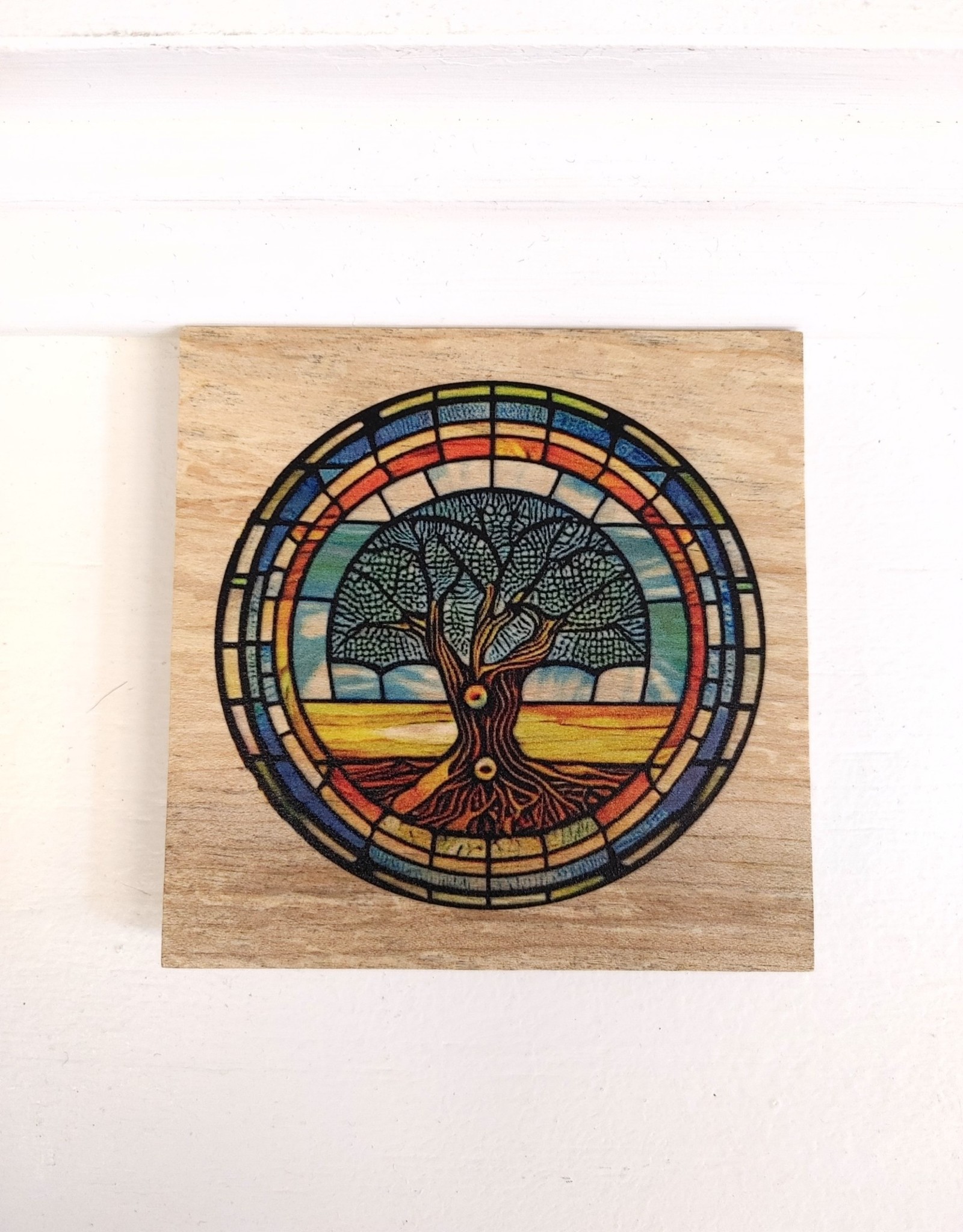 Solid Maple Wood Coaster #1582  - Tree of Life