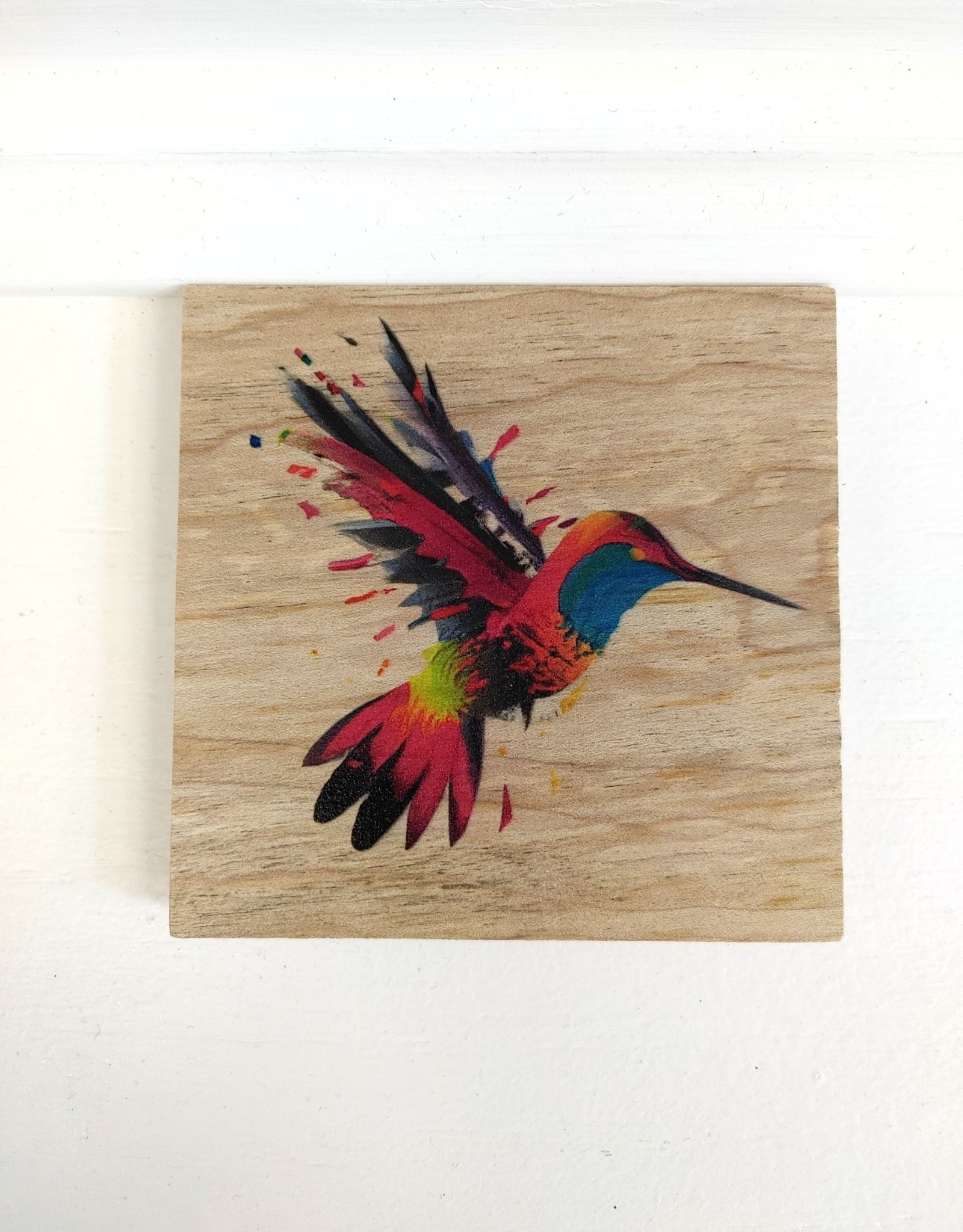 Solid Maple Wood Coaster #1640  - Hummingbird