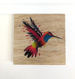 Solid Maple Wood Coaster #1640  - Hummingbird