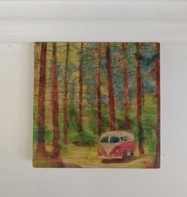 Solid Maple Wood Coaster #1654  - VW in trees