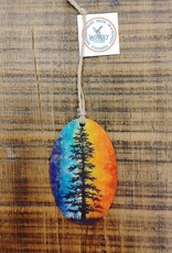 Wood Ornament #c1242 - Oval Tree Multi-Colour