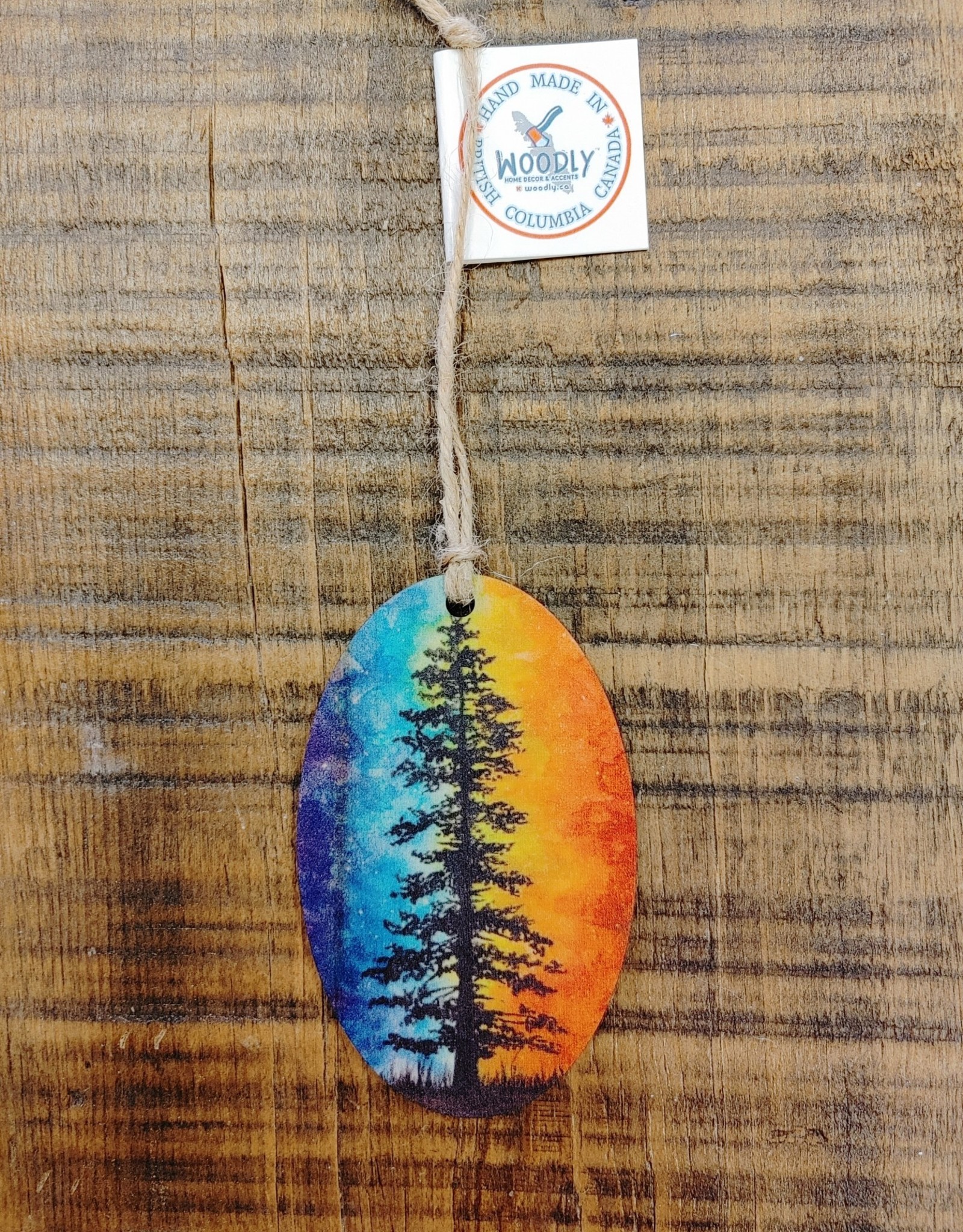 Wood Ornament #c1242 - Oval Tree Multi-Colour