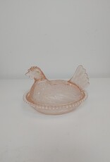 Vintage Indiana Glass Light Pink Hen on a Nest