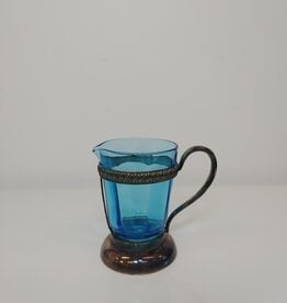 Vintage Rogers Silver Quadruple Plate Creamer w/Blue Glass Insert