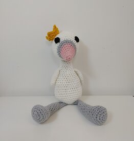 Crocheted Medium Stuffie - Swan w/crown