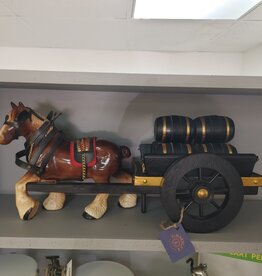 Vintage Clydesdale Horse & Wagon w/kegs - England