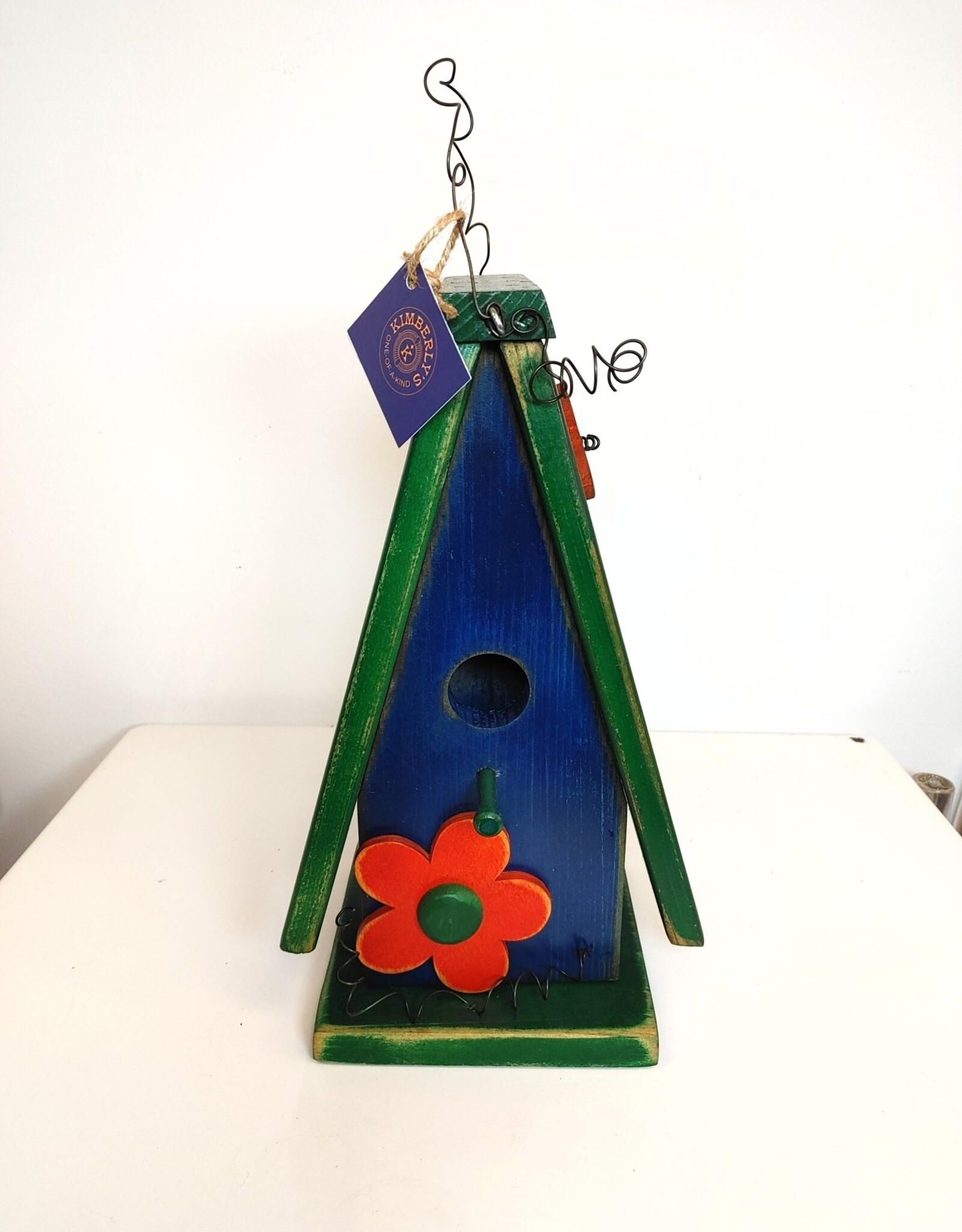 Colourful Wooden Birdhouse - Dark Blue/Green/Red