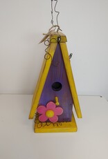 Colourful Wooden Birdhouse - Purple/Yellow/Pink