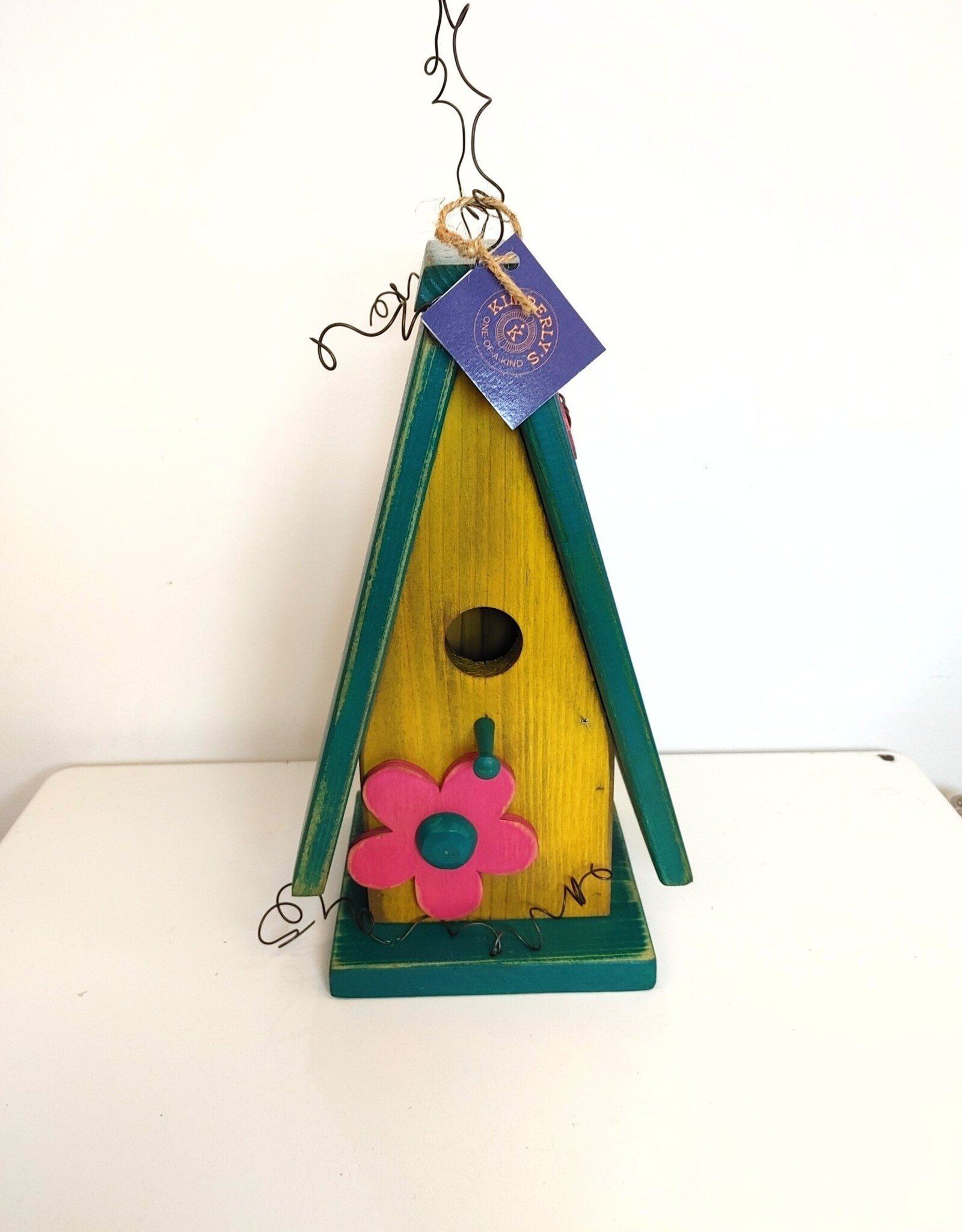 Colourful Wooden Birdhouse - Yellow/Teal/Pink