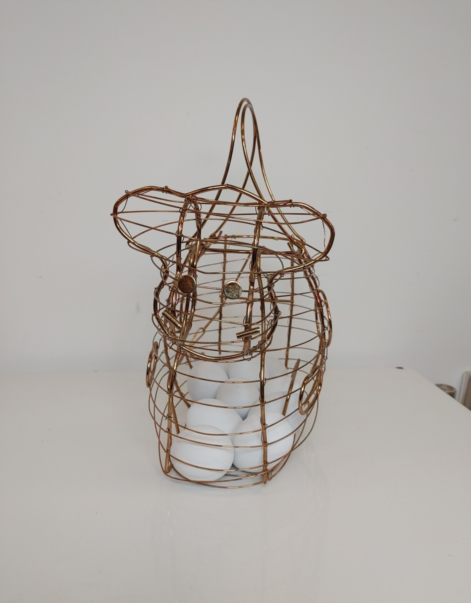 Wire Cow Egg Basket w/eggs