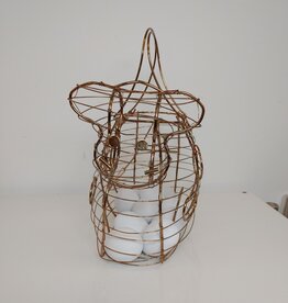 Wire Cow Egg Basket w/eggs