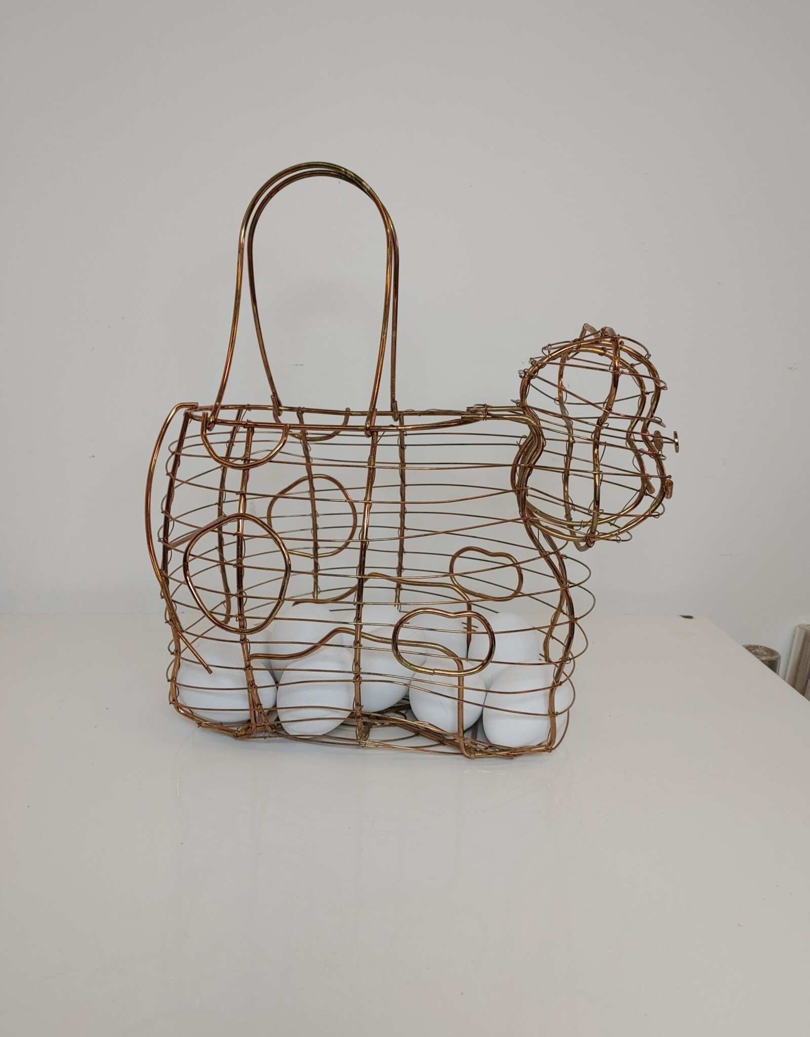 Wire Cow Egg Basket w/eggs