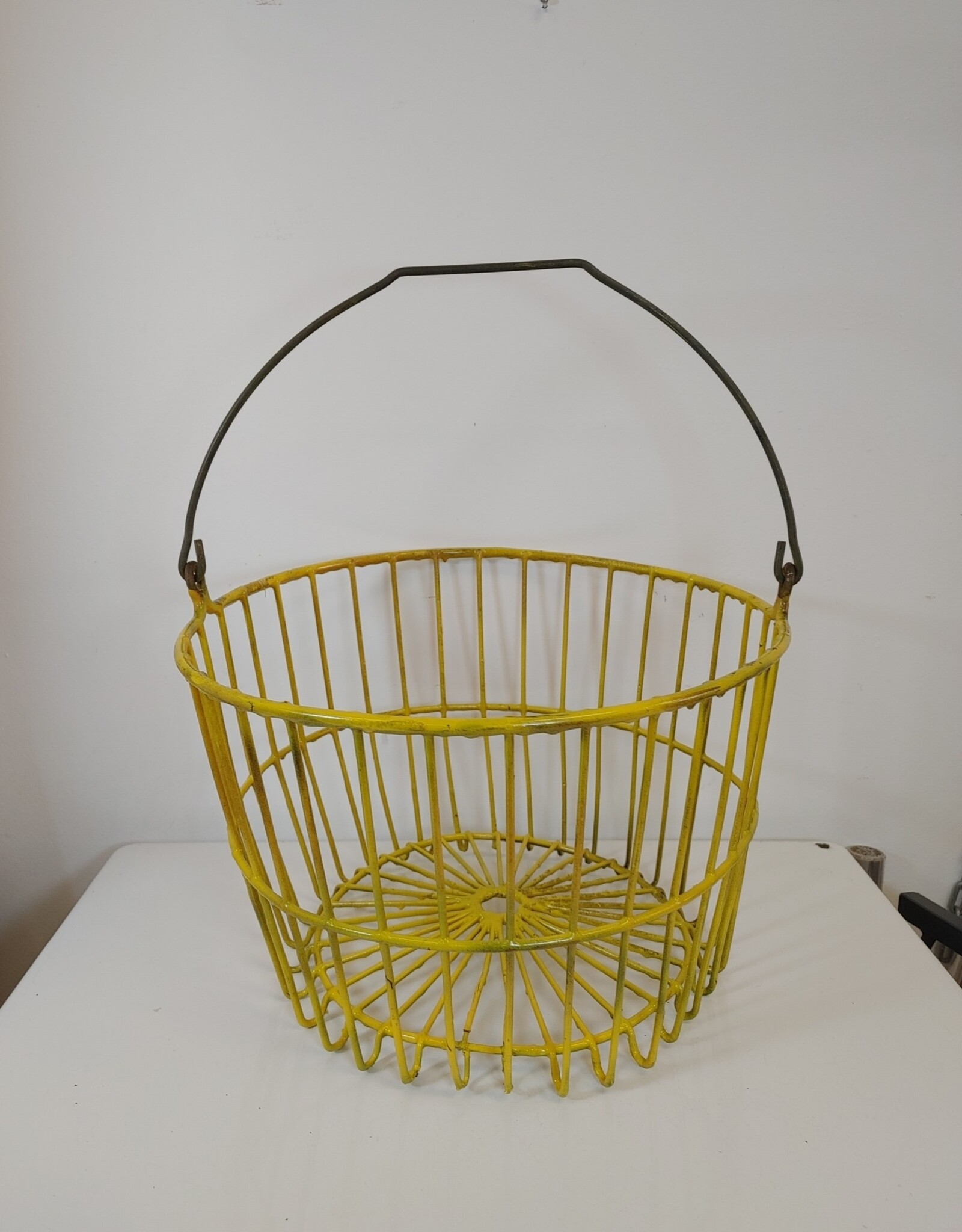 Vintage Yellow Wire Egg Basket