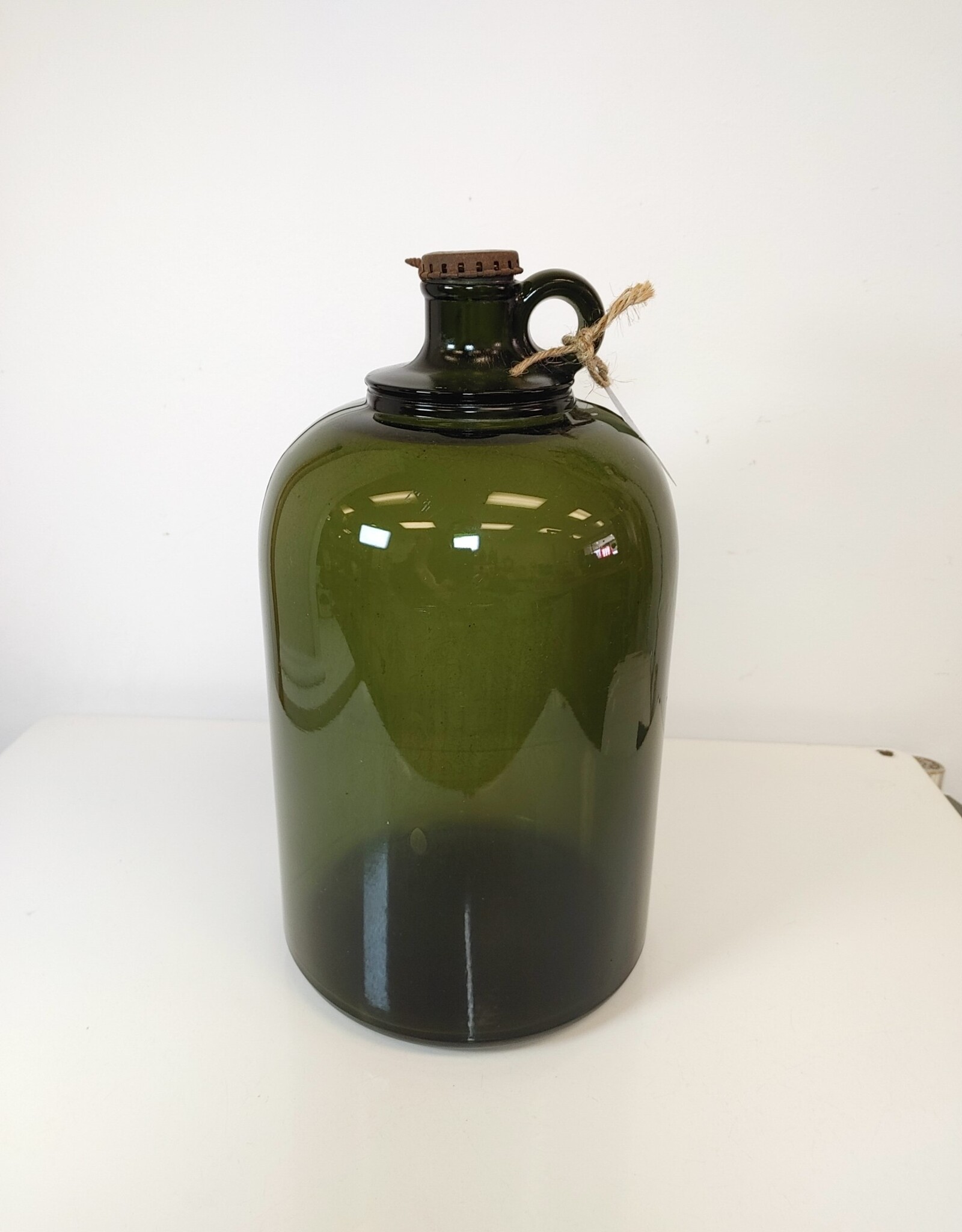 Vintage Green 2 Gallon Dominion Glass Jug w/fingerhold