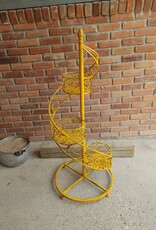 Yellow Wrought Iron Spiral 3-Tier Plant Stand