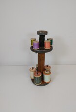 none Vintage Wooden Thread Spool Holder w/spools of thread