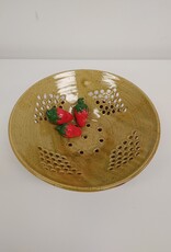 Stoneware Berry Bowl - strainer w/drip plate attached