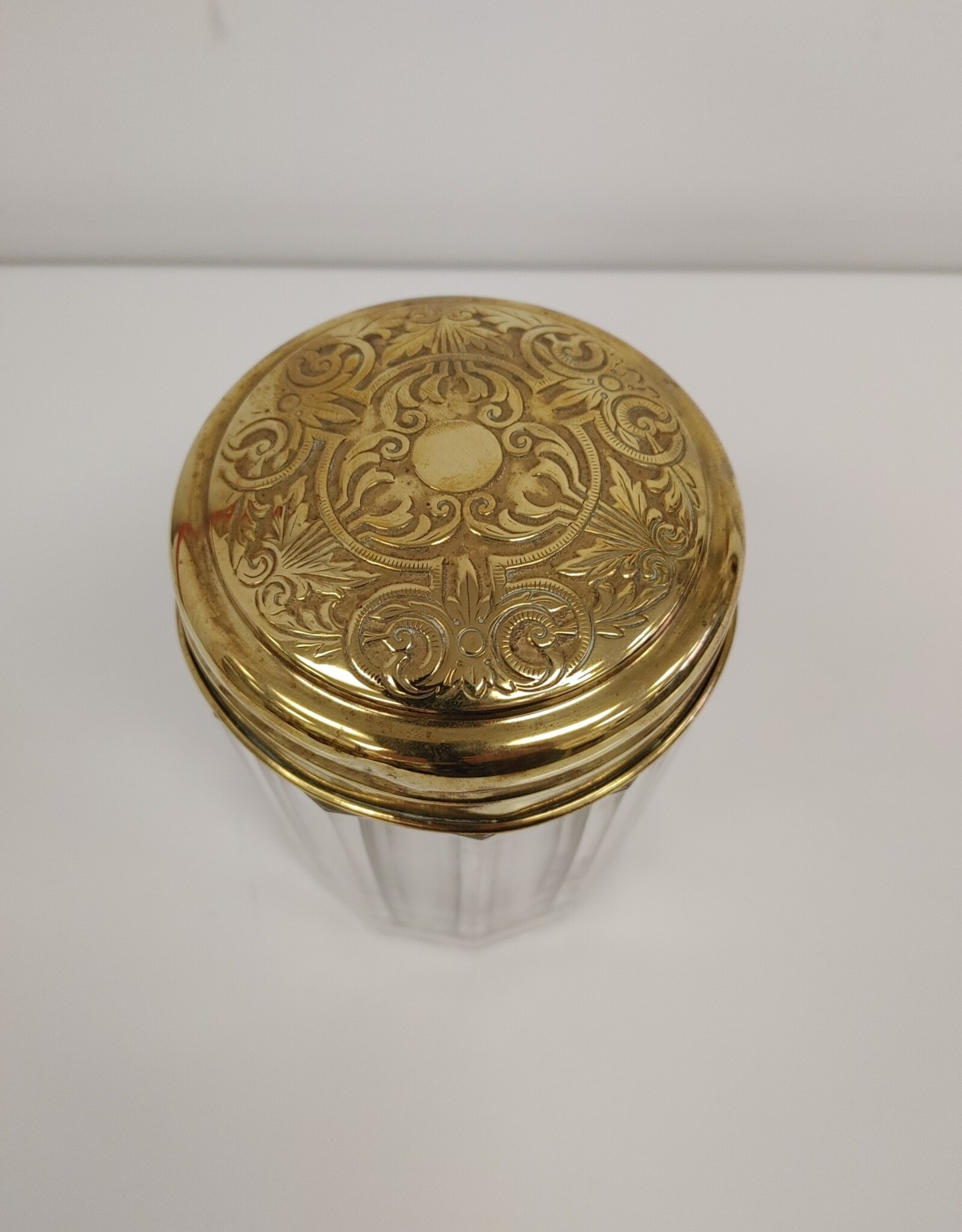 Glass Jar w/Ornate Gold Lid