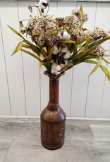 Tall Rustic Metal Vase with Flower Arrangement