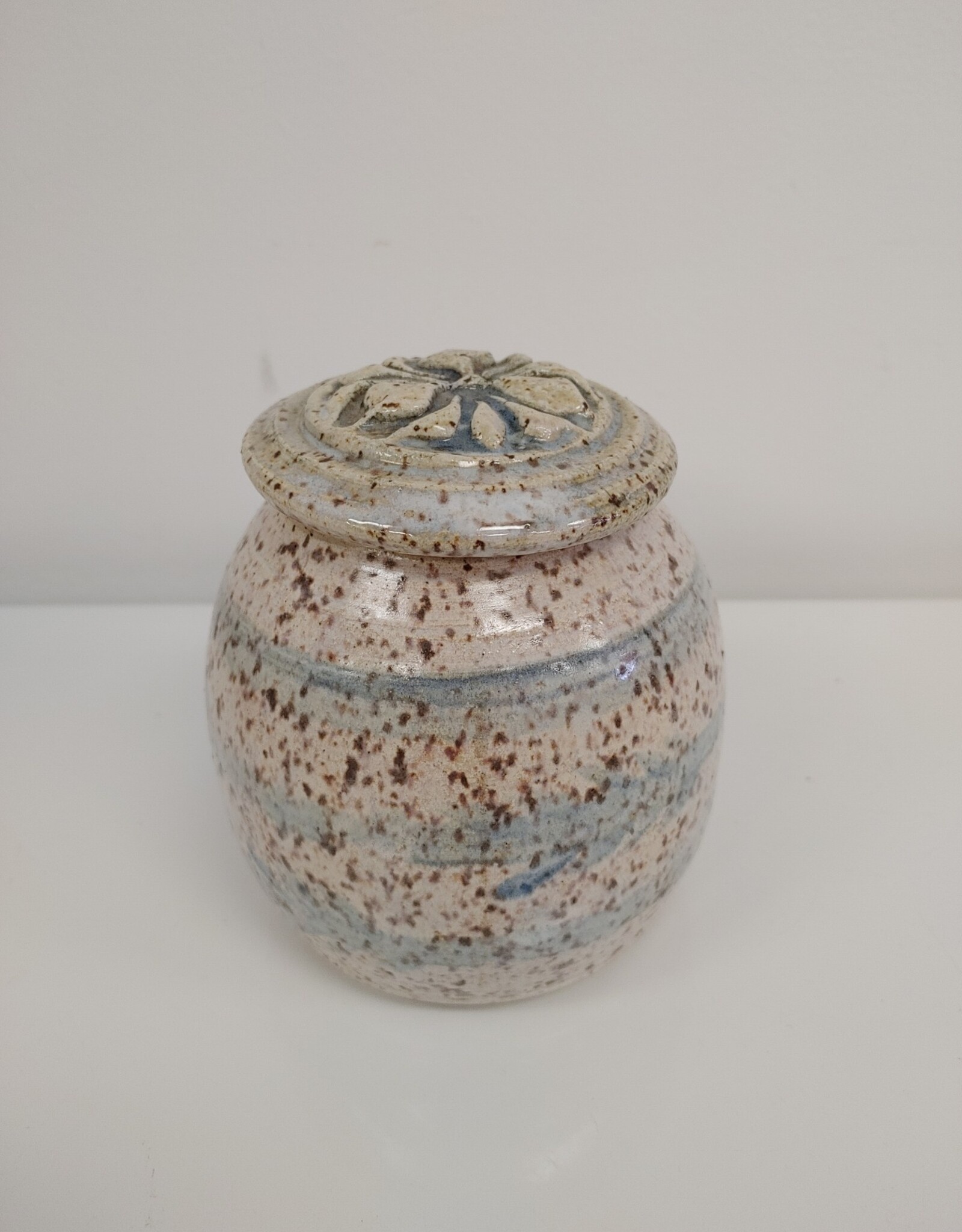 Blue/Brown Pottery Jar w/lid
