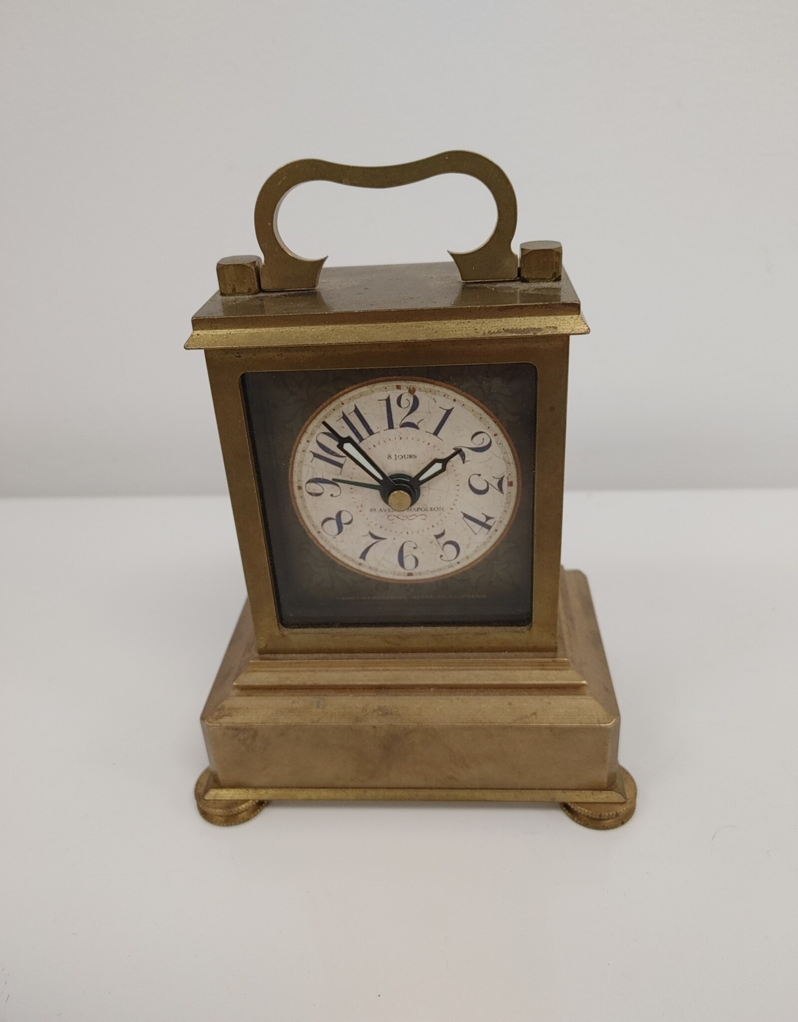 Vintage 49 Avenue Napoleon 8 Jours Brass Alarm Clock