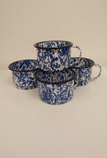Blue Splatter Enamelware Mugs - set of 4