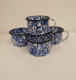 Blue Splatter Enamelware Mugs - set of 4