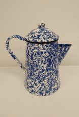 Small Blue Splatter Enamelware Coffee Pot - 8"