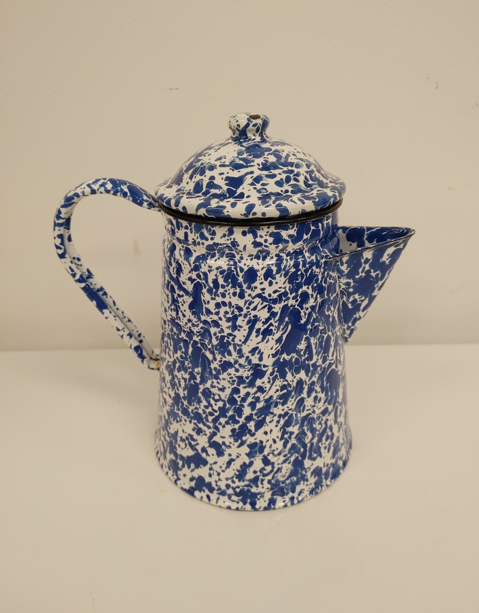 Small Blue Splatter Enamelware Coffee Pot - 8"