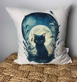 Black Cat, Bright Moon Pillow