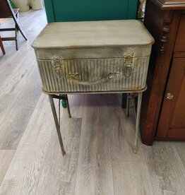 Distressed Metal Suitcase Side Table