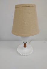 Antique Milk Glass Hobnail Lamps w/shade - set of 2