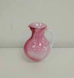 Pink & White Swirl Hand Blown Glass Vase