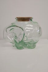 Large Vintage Green Glass Elephant Jar w/cork lid