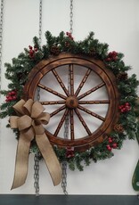 Wagon Wheel Lighted Wreath