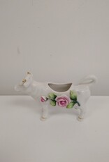 Vintage Cow Creamer - 3d pink flowers