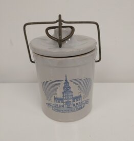 Vintage Bicentennial Independence Hall Stoneware Butter/Cheese  Crock