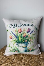 Welcome Bucket w/Tulips Pillow