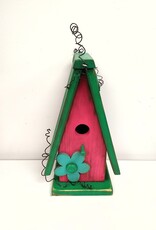 Colourful Wooden Birdhouse - Pink/Green/Blue