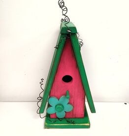 Colourful Wooden Birdhouse - Pink/Green/Blue