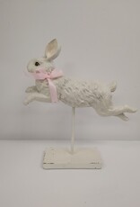 White Leaping Bunny on Stand