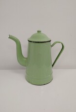 Vintage Green Goldfish Brand Enamel Coffee Pot