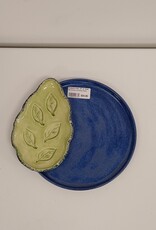 Blue & Green Leaf Pottery Platter