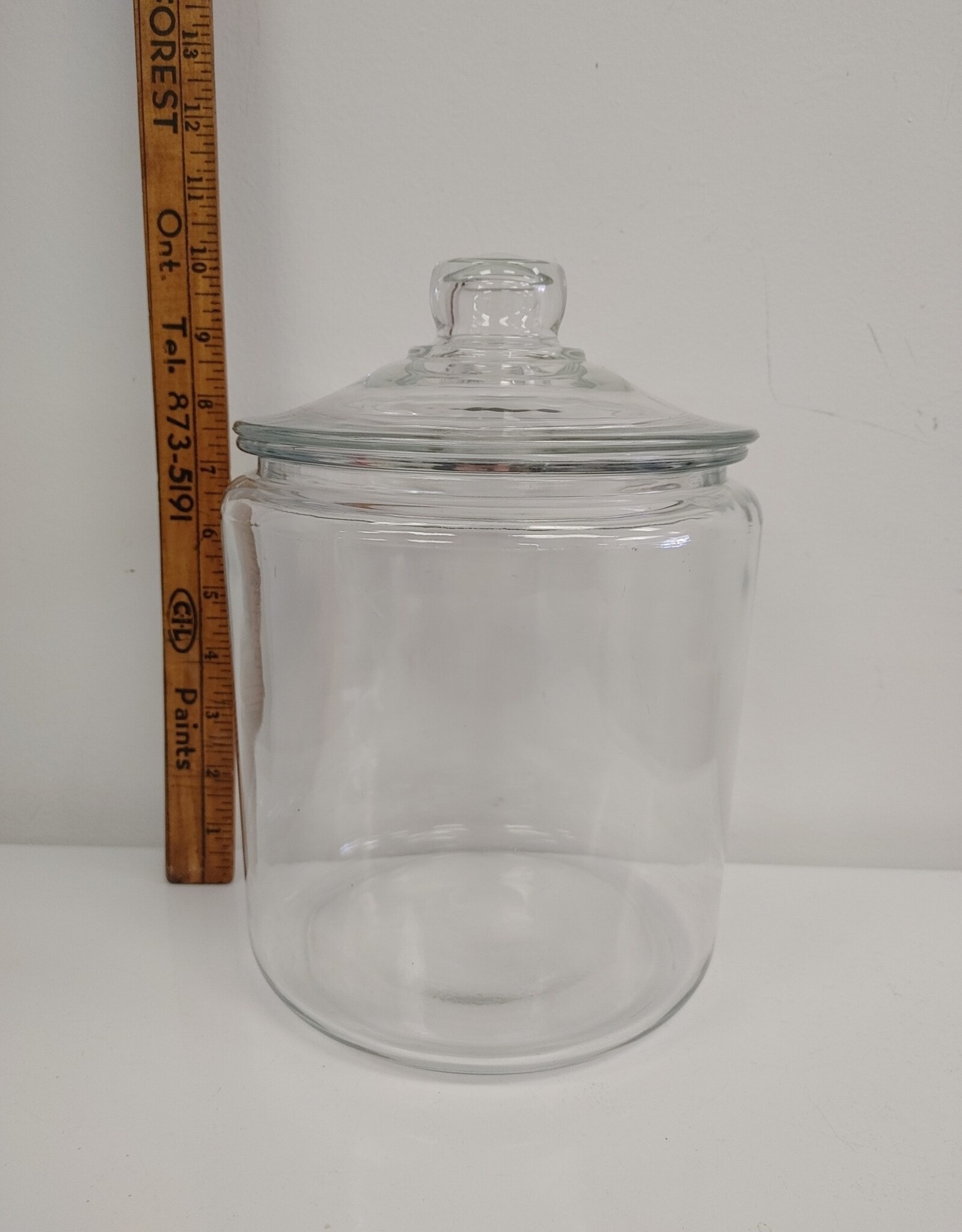 Vintage Clear Glass Store Display Jar w/lid