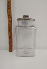Vintage Clear Glass Store Display Jar w/silver lid