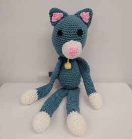 Crocheted Large Stuffie - Teal Cat