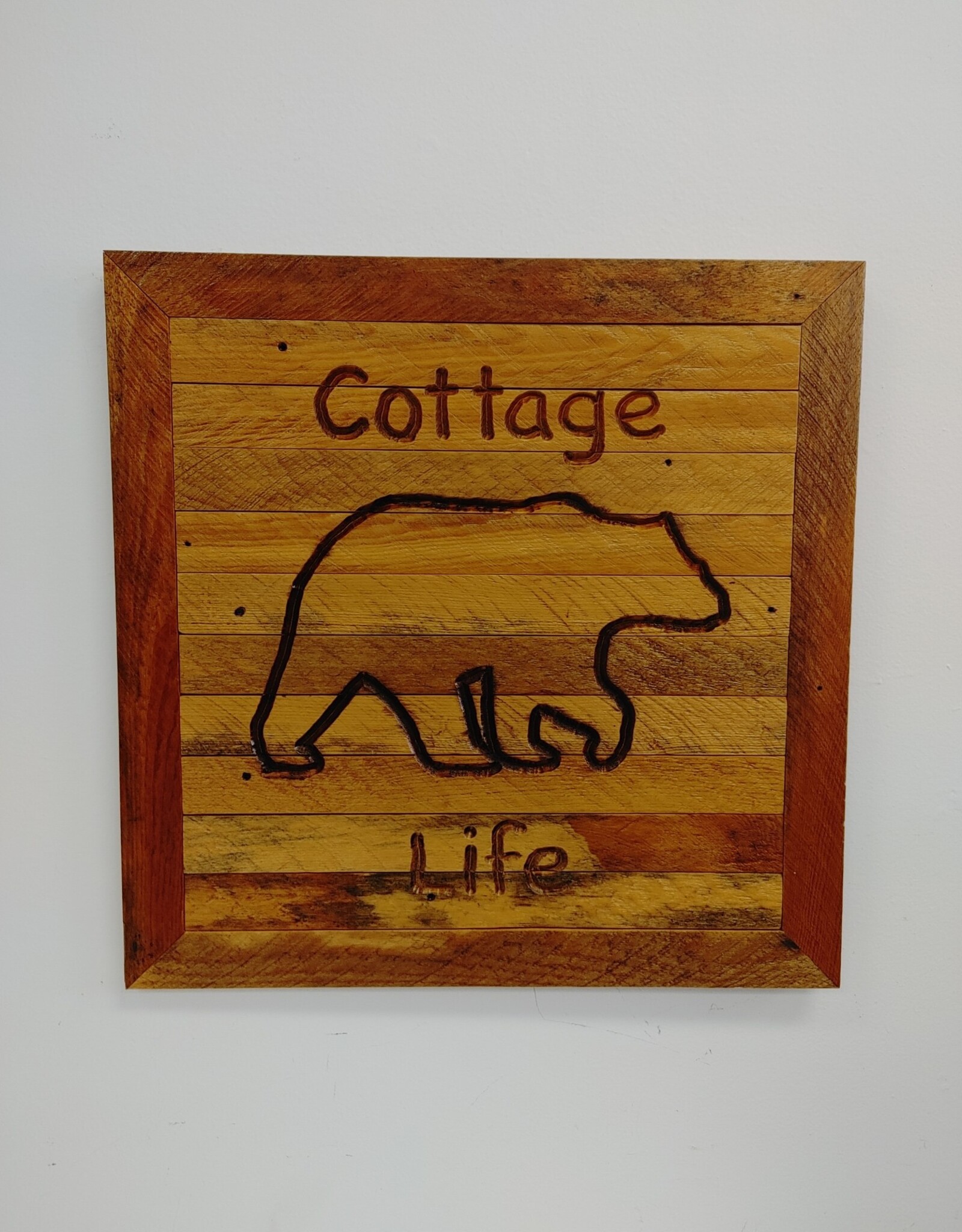 Reclaimed Wood Wall Art - Cottage Life Bear