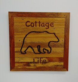 Reclaimed Wood Wall Art - Cottage Life Bear